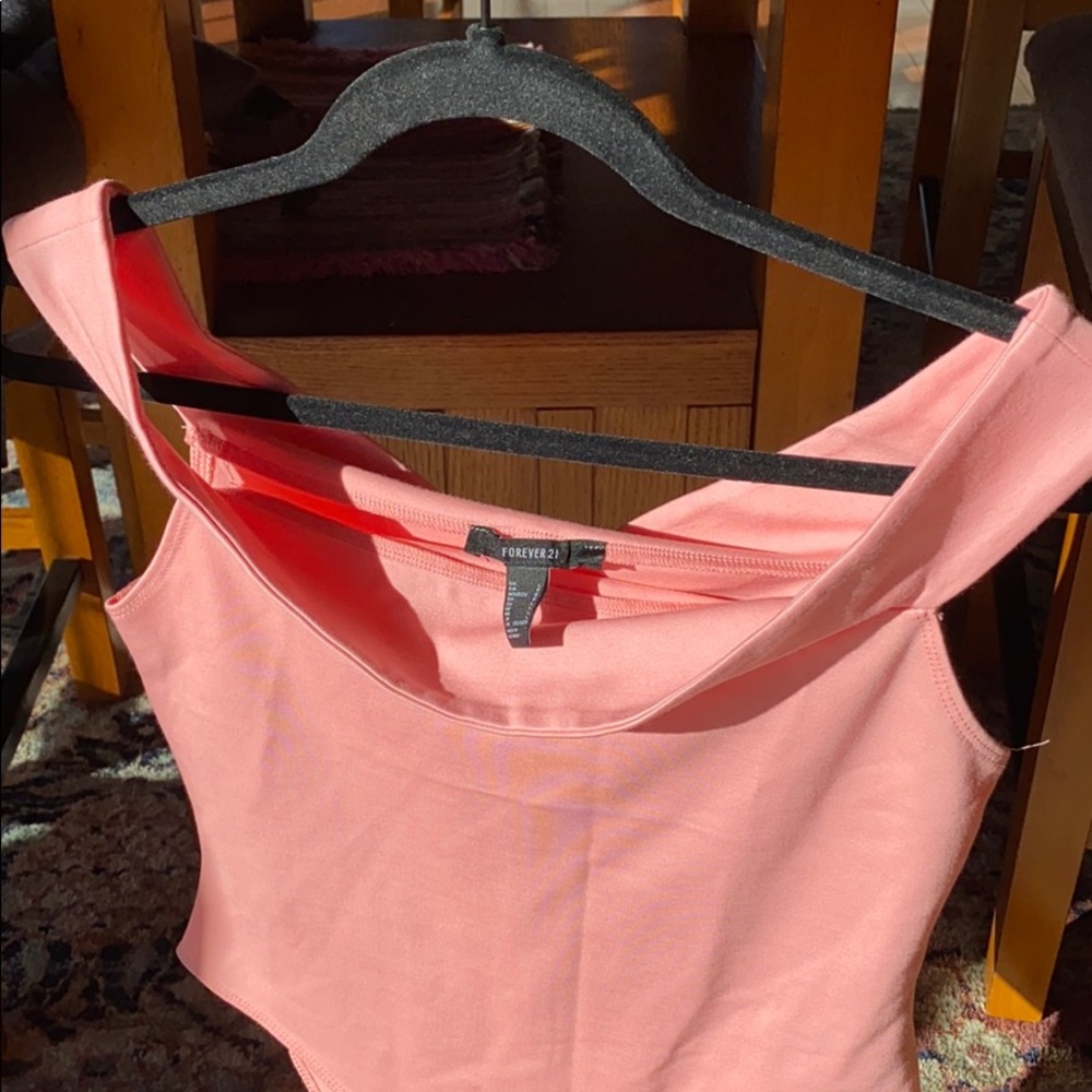 Classic Off-the-Shoulder Pink Bodysuit
